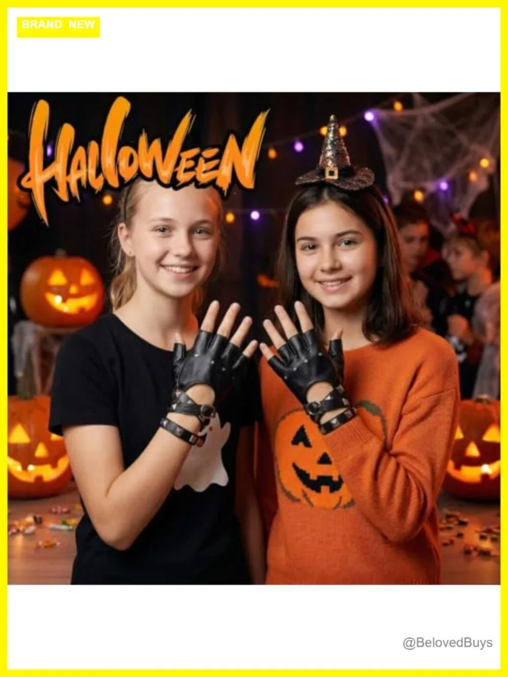 Fingerless Faux Leather Gloves Black Biker Punk Gloves